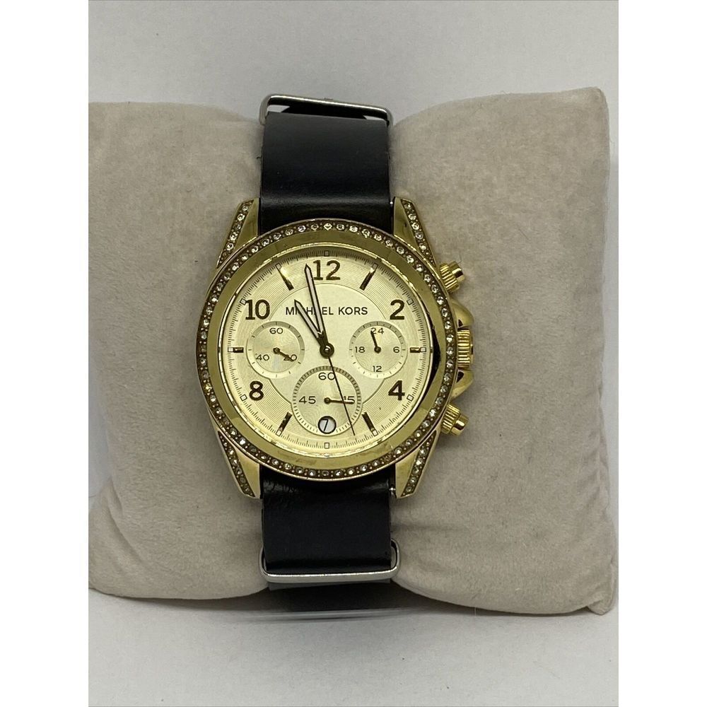 Michael Kors Blair MK5166 Women's Black Leather Analog Dial Quartz Watch VK469